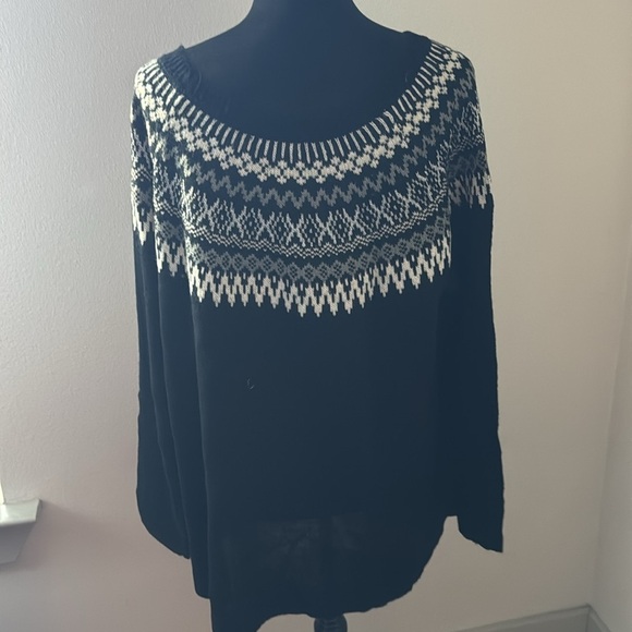 Roaman’s Fair Isle Pullover Sweater black long sleeves Sz 18/20 - Picture 6 of 12